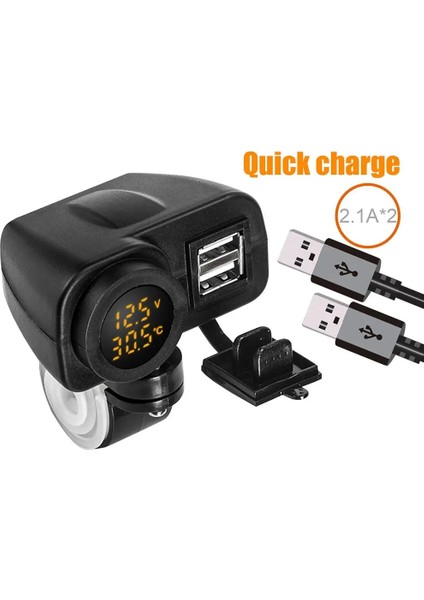 Cep Telefonu Için Dijital Ekran Motosiklet Çift USB Şarj Voltmetre Termometre (Yurt Dışından) fiyatları