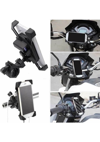 1 Adet Abs Motosiklet Şarj Cihazı Cep Telefonu Montaj Tutucu Kelepçe Elektrikli Bisiklet Scooter Atv Gps Tutucu Evrensel Için USB Şarj Cihazı ile (Yurt Dışından) modelleri