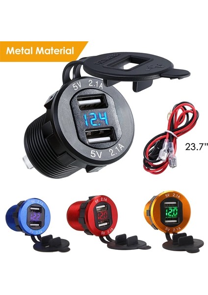 Mavi Stil 2.1A Voltmetre Kablolu In-Line 10A Sigorta Çift USB Şarj Soketi Araba Tekne Deniz Motosikleti Için Su Geçirmez Güç Çıkışı (Yurt Dışından) modelleri