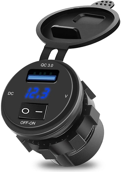 Yeşil Stil LED Hızlı Şarj 3.0 USB Araç Şarj Cihazı On-Off Anahtar Soketli Dijital Ekran Voltmetre USB Şarj Soketi Araba Motosiklet Için (Yurt Dışından)