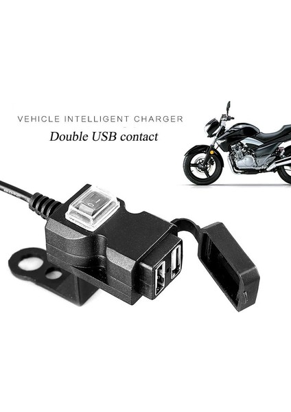 Çift USB Bağlantı Noktası Kablo Adaptörü Su Geçirmez USB Şarj Cihazı Hızlı 2.1A Motosiklet Cep Telefonu Tablet Için Güç Kaynağı Soketi Gps (Yurt Dışından)