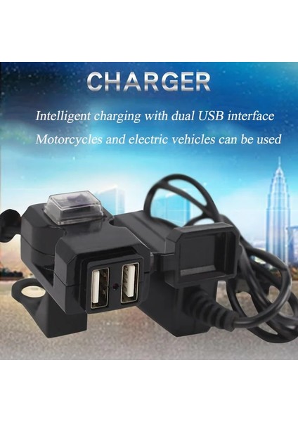 Çift USB Bağlantı Noktası Kablo Adaptörü Su Geçirmez USB Şarj Cihazı Hızlı 2.1A Motosiklet Cep Telefonu Tablet Için Güç Kaynağı Soketi Gps (Yurt Dışından) modelleri