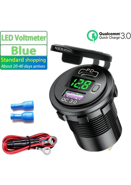 Voltmetre-Yeşil-Çizgi Stili 48W Motosiklet USB Şarj Cihazı Pd+Qc 3.0 Anahtarlı LED Voltmetre USB Araç Şarj Cihazı Evrensel Kamyon Suv Rv Atv Tekne Soketi (Yurt Dışından)