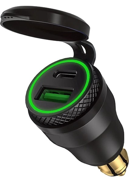 Siyah Kırmızı Stil Alüminyum Type-C Pd Güç Dağıtımı USB Şarj Cihazı 30W Qc 3.0 Hızlı Şarj Cihazı Hella Dın Soketi Için Su Geçirmez Bmw Ducati Triumph (Yurt Dışından)