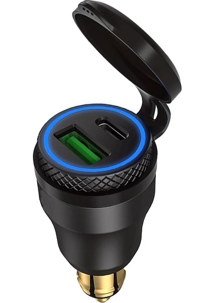 Siyah Kırmızı Stil Alüminyum Type-C Pd Güç Dağıtımı USB Şarj Cihazı 30W Qc 3.0 Hızlı Şarj Cihazı Hella Dın Soketi Için Su Geçirmez Bmw Ducati Triumph (Yurt Dışından)