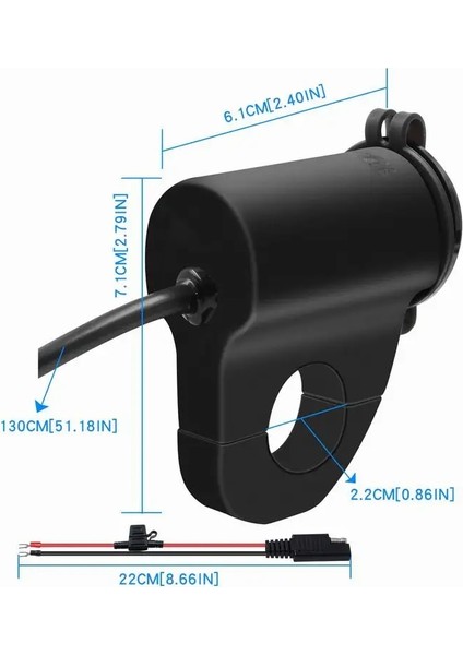 Şerit Tarzı 2.4A Dijital Ekran Cep Telefonu Adaptörü Alüminyum Alaşımlı Su Geçirmez Araba Hızlı Şarj Cihazı, Anahtarlı Motosiklet USB Şarj Cihazı (Yurt Dışından)