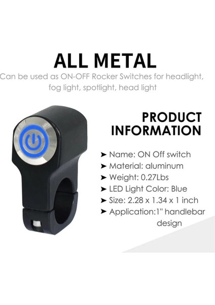 22MM Motorcycle Handlebar Switches Headlight Fog Light Switch Button Blue LED Turn Signals Onoff Button Light Switch Spotlight (Yurt Dışından)