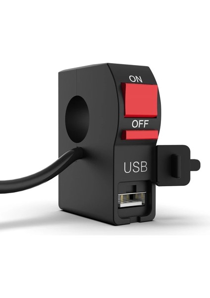 Siyah Stil 12V Evrensel Motosiklet Gidon Anahtarı "usb Şarj Cihazı ile Kapalı Düğme Anahtarı 4 Telli Su Geçirmez Konnektör (Yurt Dışından) modelleri