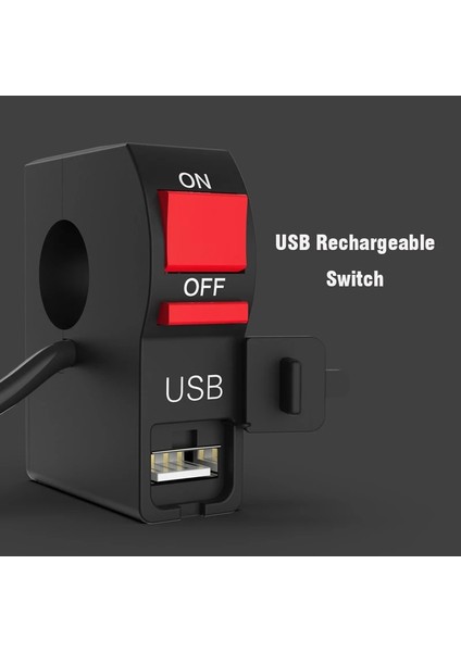 Siyah Stil 12V Evrensel Motosiklet Gidon Anahtarı "usb Şarj Cihazı ile Kapalı Düğme Anahtarı 4 Telli Su Geçirmez Konnektör (Yurt Dışından) fırsatları