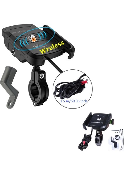 Beyaz Stil Motosiklet Kablosuz Şarj Cihazı Dikiz Aynası Montaj Desteği Qc3.0 USB Hızlı Şarjlı Cep Telefonu Akıllı Telefon Tutacağı Gidon (Yurt Dışından) fiyatları