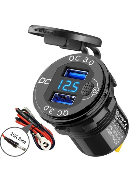 Kırmızı Stil 36W Qc3.0 Motosiklet USB Şarj Soketi LED Ekran Metal Anahtarı Su Geçirmez Evrensel Kamyon Araba Çakmak Soketi Telefon Için (Yurt Dışından) fırsatları