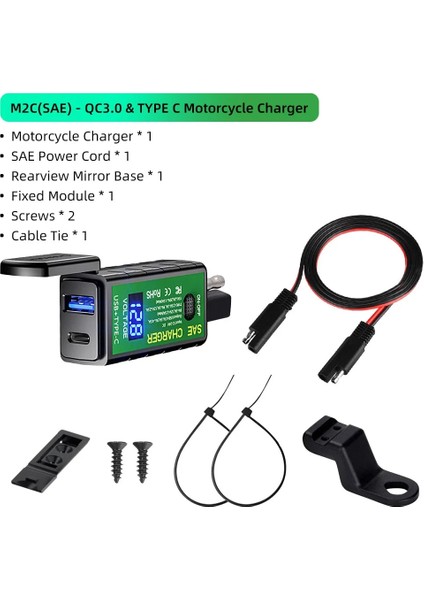 M2C-SAE Stili Deelife USB Motosiklet Şarj Cihazı Moto Motor Motosiklet Için Su Geçirmez Voltmetre 12V Güç Kaynağı Soketi Hızlı Şarj Çift Bağlantı Noktalı (Yurt Dışından)