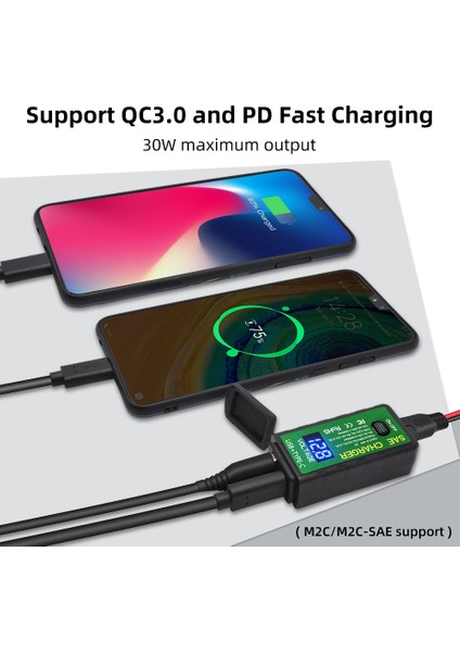 M2C-SAE Stili Deelife USB Motosiklet Şarj Cihazı Moto Motor Motosiklet Için Su Geçirmez Voltmetre 12V Güç Kaynağı Soketi Hızlı Şarj Çift Bağlantı Noktalı (Yurt Dışından)