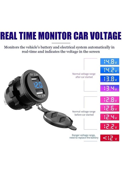 Mavi Stil Araba USB Şarj 2.1A Motosiklet Oto Kamyon Için Atv Tekne LED Işık Çift USB Soket Şarj Güç Adaptörü Çıkış Gücü (Yurt Dışından) fiyatları