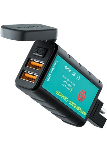 Sae C1 Stili Qcv USB Motosiklet Şarj Cihazı Hızlı Şarj Su Geçirmez Anahtarı Voltmetre ile Sae Fişi USB Tip-C Soket Moto Aksesuarları (Yurt Dışından)