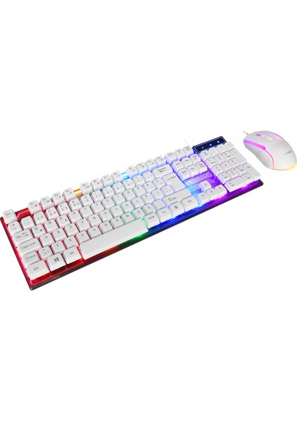 KM-198 Luminax Beyaz Gökkuşağı Aydınlatmalı Q Gaming Oyuncu Klavye + Mouse Set