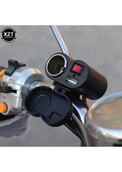 Siyah Stil Suya Dayanıklı USB Motosiklet Gidon Şarj Cihazı, Telefon Cep Telefonu Için Çakmak Adaptörlü Güç Kaynağı Soketi ile (Yurt Dışından) modelleri