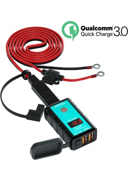 Sae B1 Stili Qcv USB Motosiklet Şarj Cihazı Hızlı Şarj Su Geçirmez Anahtarı Voltmetre ile Sae Fişi USB Tip-C Soket Moto Aksesuarları (Yurt Dışından) modelleri