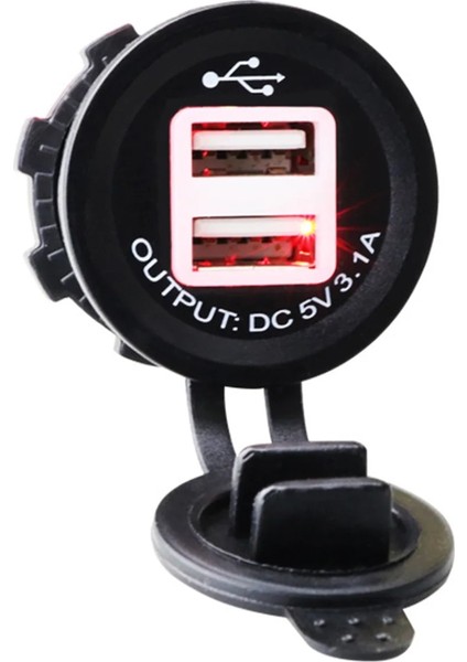 Mavi Stil 3.1A Su Geçirmez Güç Çıkışı Adaptörü Çift Bağlantı Noktalı Araba USB Şarj Cihazı, Araba Otobüsü Motosiklet Için Toz Geçirmez Kapaklı (Yurt Dışından)