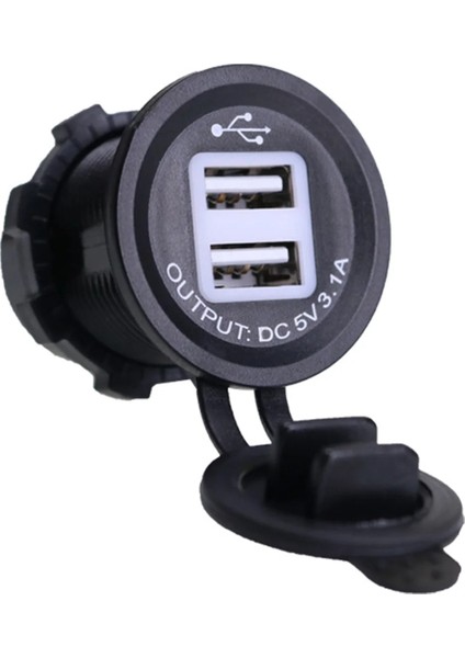 Mavi Stil 3.1A Su Geçirmez Güç Çıkışı Adaptörü Çift Bağlantı Noktalı Araba USB Şarj Cihazı, Araba Otobüsü Motosiklet Için Toz Geçirmez Kapaklı (Yurt Dışından)