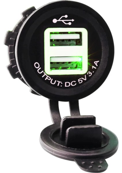 Mavi Stil 3.1A Su Geçirmez Güç Çıkışı Adaptörü Çift Bağlantı Noktalı Araba USB Şarj Cihazı, Araba Otobüsü Motosiklet Için Toz Geçirmez Kapaklı (Yurt Dışından)