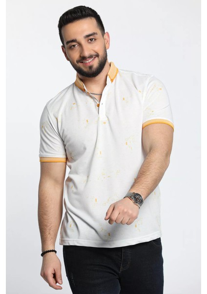 Ön Yarım Düğmeli Desenli Polo Yaka Erkek Tişört fiyatları