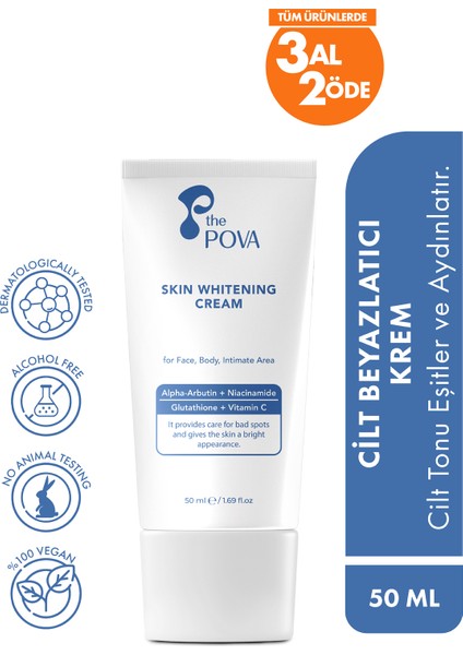 Cilt Beyazlatıcı ve Aydınlatıcı Bakım Kremi Glutatyon, Alpha Arbutin 50 ml