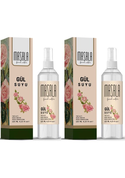 2 Adet Saf Gül Suyu 125 ml %100 Doğal Yağlı Hidrosol - Tonik Rose Floral Water Hydrosol Tonic