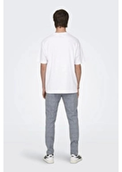 Only&sons 22022532 0 Yaka Erkek Tshirt - Beyaz