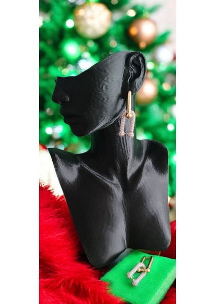 Zirkon Taşlı Gold Küpe