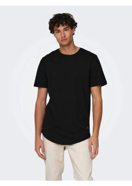 Only&sons 22002973 0 Yaka Erkek Tshirt - Siyah