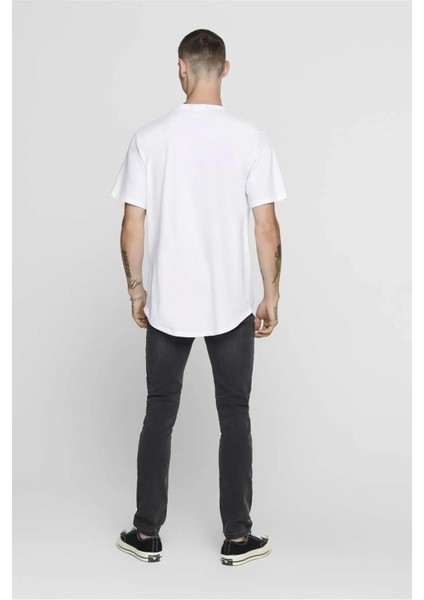 Only&sons 22002973 0 Yaka Erkek Tshirt - Ekru