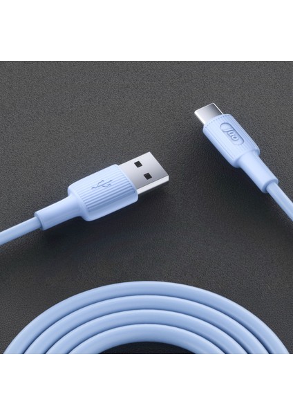 66W Usb-A To USB Type-C Silikon Hızlı Şarj ve Data Kablosu Mavi 1 Metre