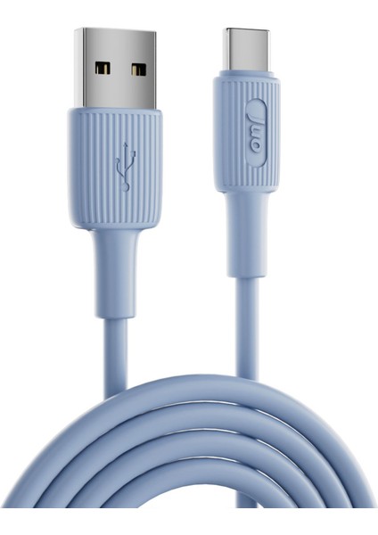 66W Usb-A To USB Type-C Silikon Hızlı Şarj ve Data Kablosu Mavi 1 Metre
