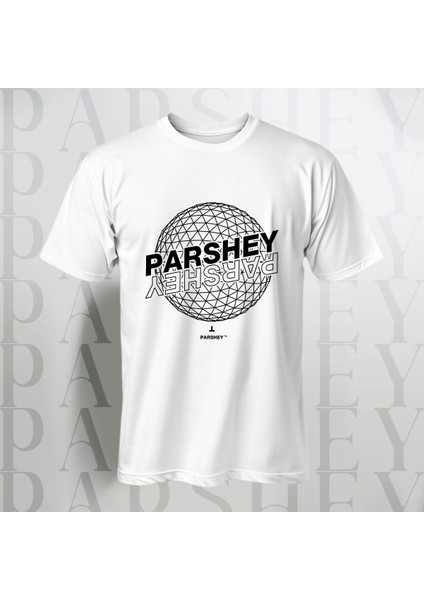 Dünya Desenli Beyaz Oversize T-Shirt