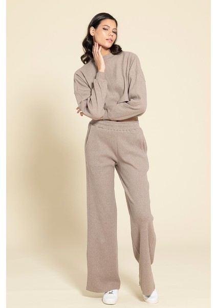 Crop Cepli Kahve Pantolon Takım modelleri