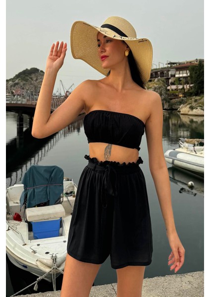 2'li Bustiyerli Siyah Alt Üst Şort Takım fiyatları