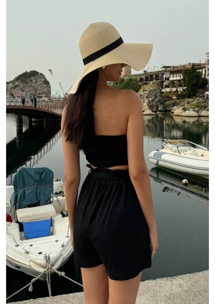 2'li Bustiyerli Siyah Alt Üst Şort Takım fırsatları