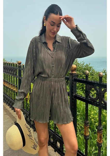 2'li Piliseli Gömlek Şort Yeşil Takım fiyatları