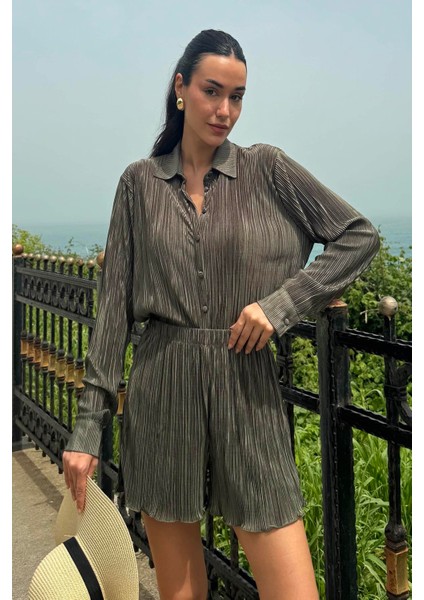 2'li Piliseli Gömlek Şort Yeşil Takım modelleri