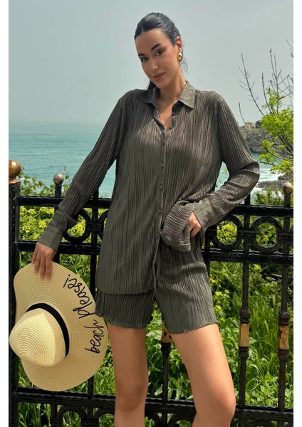 2'li Piliseli Gömlek Şort Yeşil Takım fırsatları