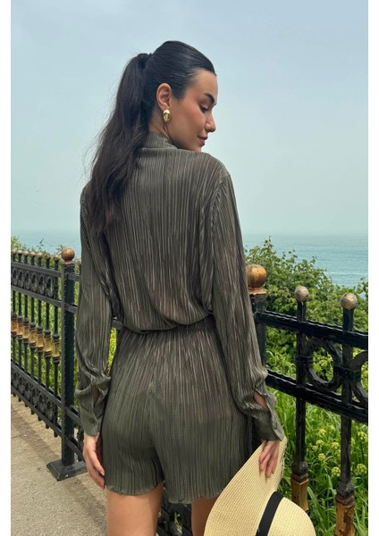 2'li Piliseli Gömlek Şort Yeşil Takım indirimleri