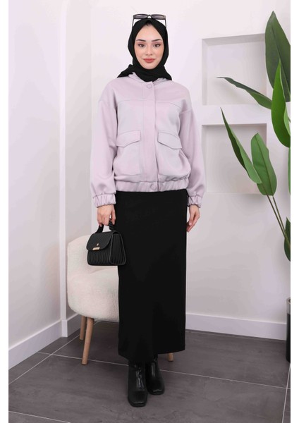 Gri Ön Fermuarlı Cepli Scuba Ceket fiyatları