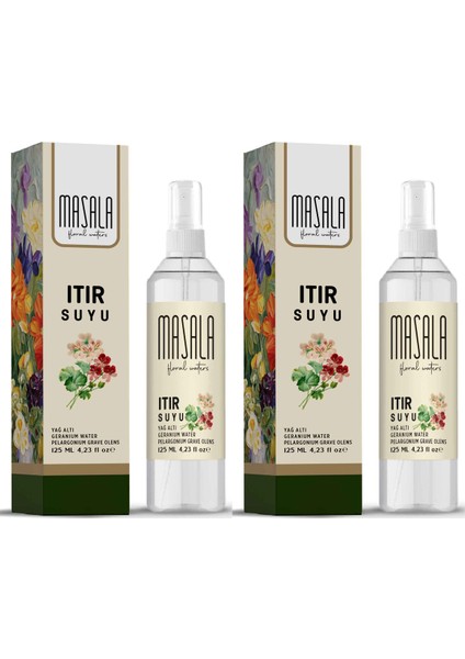 2 Adet Saf Itır Suyu (Sardunya) 125 ml %100 Doğal Yağlı Hidrosol - Tonik Geranium Floral Water Hydrosol Tonic