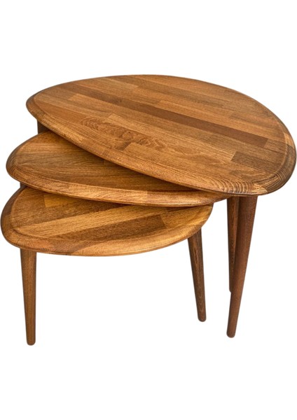 Asimetrik Masif Ahşap Orta Sehpa ve 3'lü Zigon / 2'li Zigon Sehpa Seti, Modern Masif Ahşap Sehpa Seti Meşe / Ceviz / Antrasit indirimleri