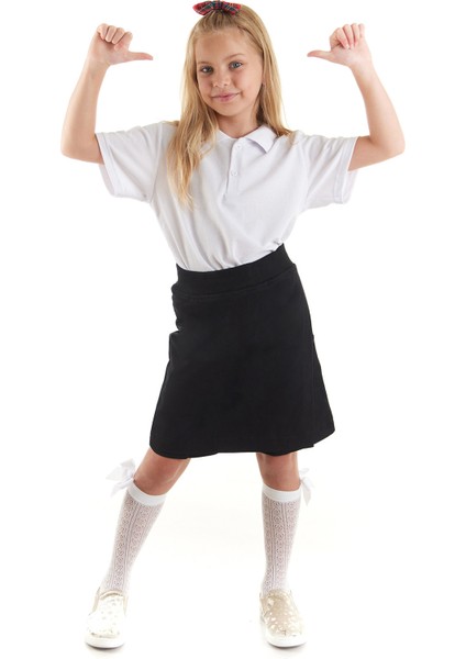 Kız Çocuk Okul Kaşkorse Beli Ipli Şort Etek AK863637