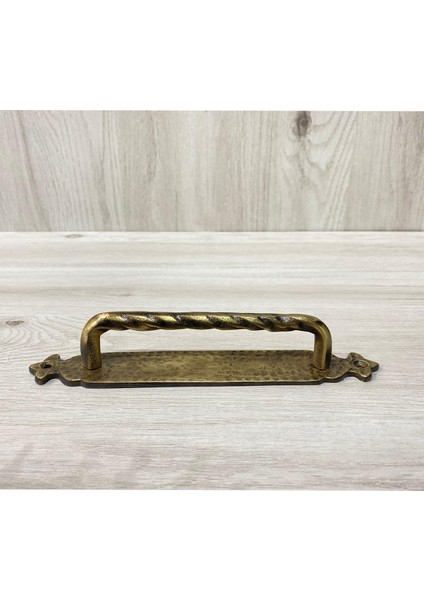 Pirinç Döküm Antik Sarı Rengi 21 cm Alt Tablalı Yüzeyden Vidalı Rustik Çekme Kol/kulp (Ömür Boyu Garanti)