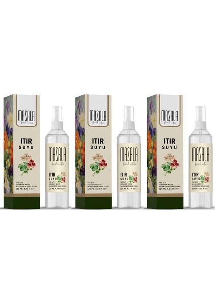 3 Adet Saf Itır Suyu (Sardunya) 125 ml Yağlı Hidrosol - Tonik Geranium Floral Water Hydrosol Tonic