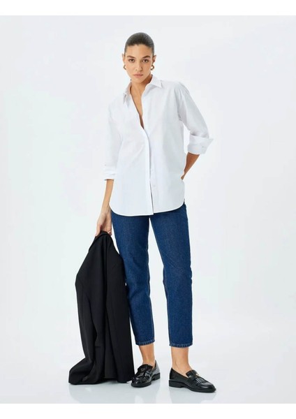 Yüksek Bel Regular Fit Koyu Indigo Kadın Jean Pantolon 5SAL40126MD