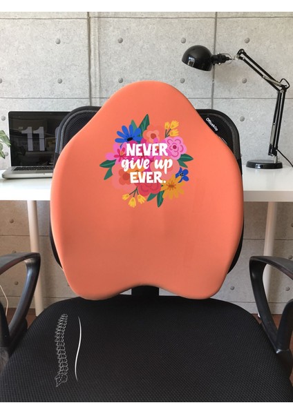 X-Large Visco Bel Destek Gamer Oyuncu Koltuk Yastığı-Turuncu Never Give Up